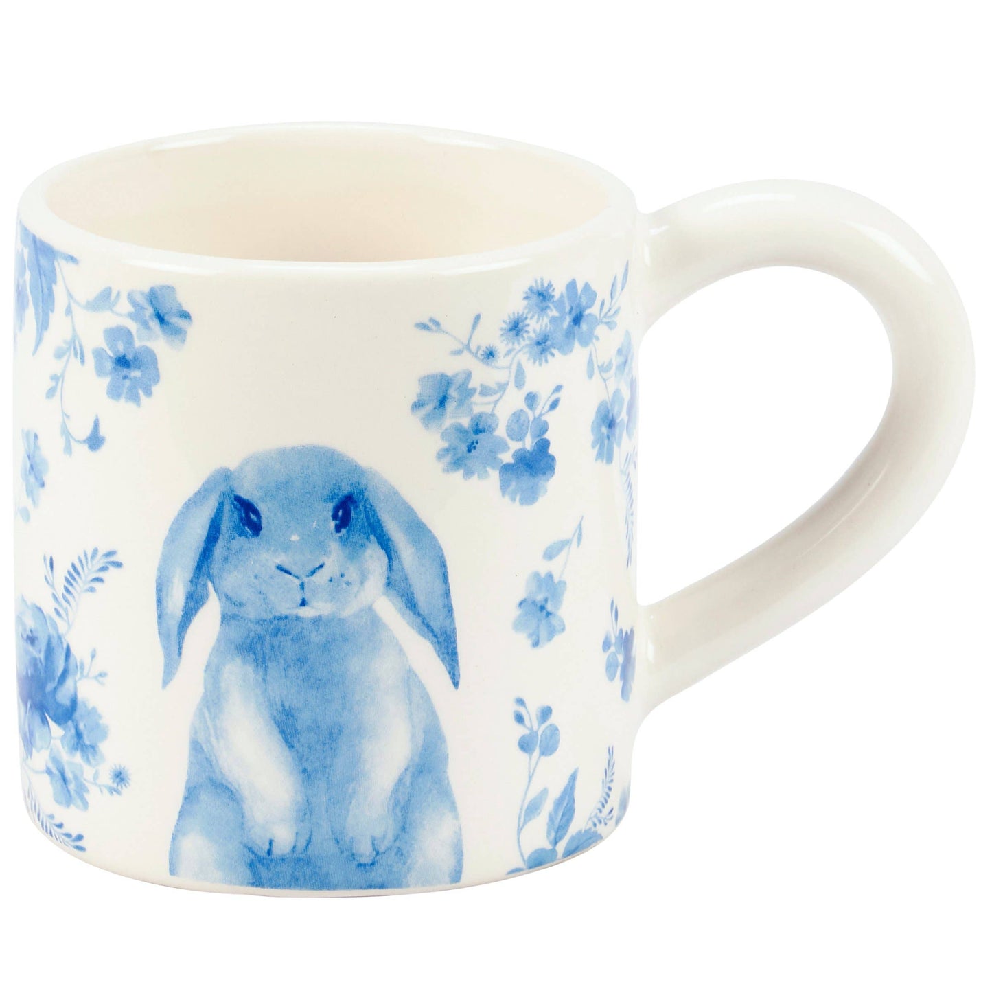 Blue Floral Rabbit Mug, 20oz