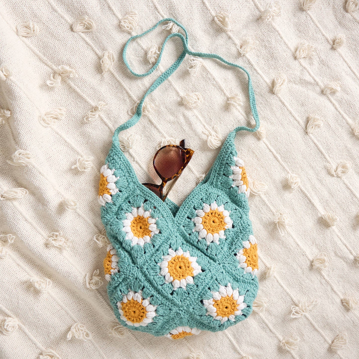Crochet Daisies Tote Bag