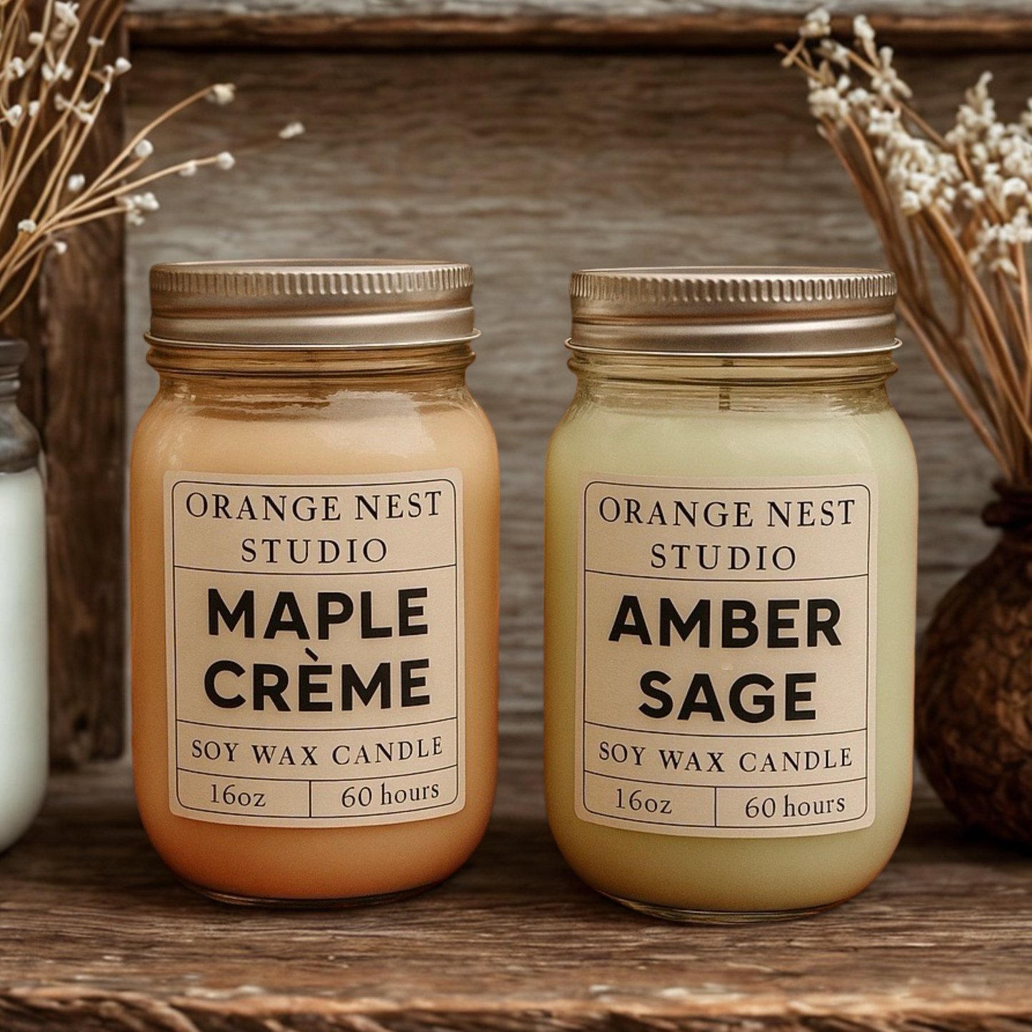 Handmade Candle - Amber & Sage - 16oz & 8oz