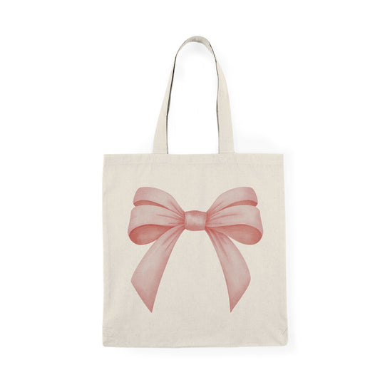 Pink Bow Natural Tote Bag
